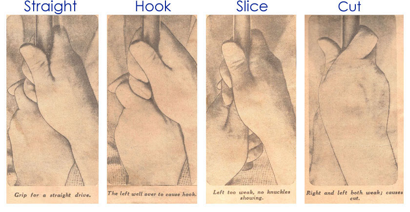 Grip variations for Straight, Hook, Slice, or Cut